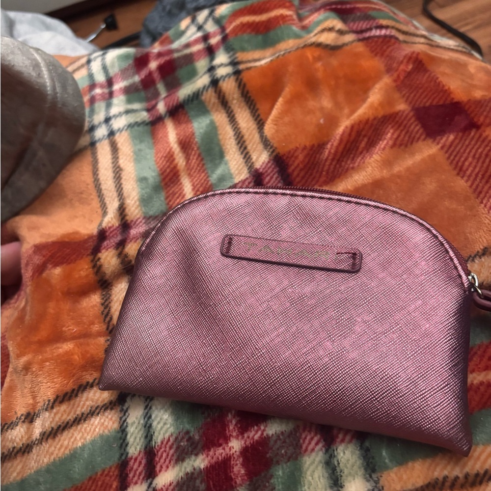 Tahari Metallic Rose Pink Cosmetic Pouch